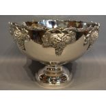 A Silver Plated Large Punch Bowl decorated in relief with grape vines, 39cm diameter