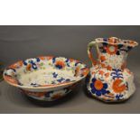 A Mason's Ironstone Jug and Basin decorated in Imari palette