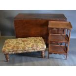 A 19th Century Mahogany Drop Flap Dining Table, together with a mahogany three tier whatnot and a