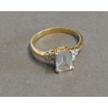 A 9 Carat Gold Aquamarine Style Dress Ring