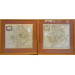 A Coloured Map of Monmouthshire by Robert Morden, 36 x 42cm, together with another similar map of