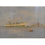 J Fraser, 1858-1927, England, HMS Turquoise by the Shoreline, watercolour, signed, 35 x 52cm. HMS