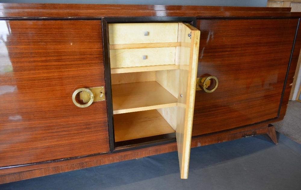 An Art Deco Large Bow Fronted Side Cabinet, the stepped top above central panel door enclosing - Image 4 of 5
