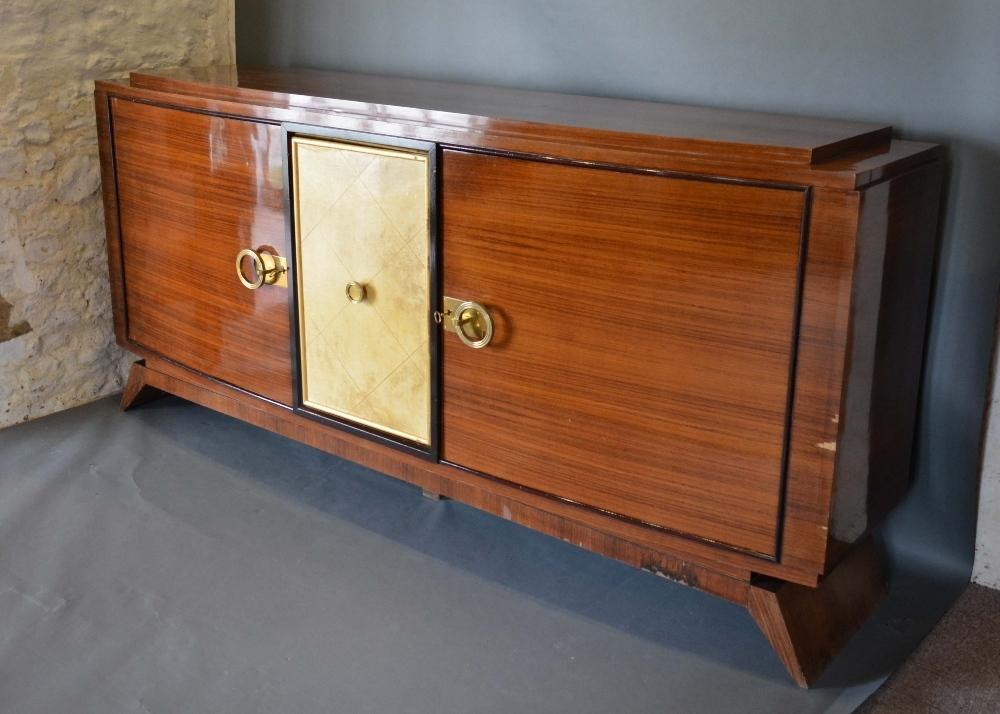 An Art Deco Large Bow Fronted Side Cabinet, the stepped top above central panel door enclosing - Image 5 of 5