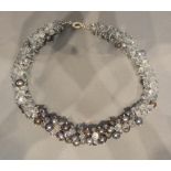A Grey Pearl and Crystal Choker with silver clasp