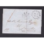 Cambs 1843 EL-from Cambridge to Ely with fine double ring cancels for both, M/S, one in red on