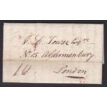 Norfolk - 1831 EL From Holt to London with straight line Holt, with mileage erased and Red London