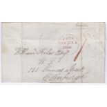 Scotland 1841 - EL Dalrey to Edinburgh, red PAID and m/s '1', fine '4' boxed on reverse (A+H 540)