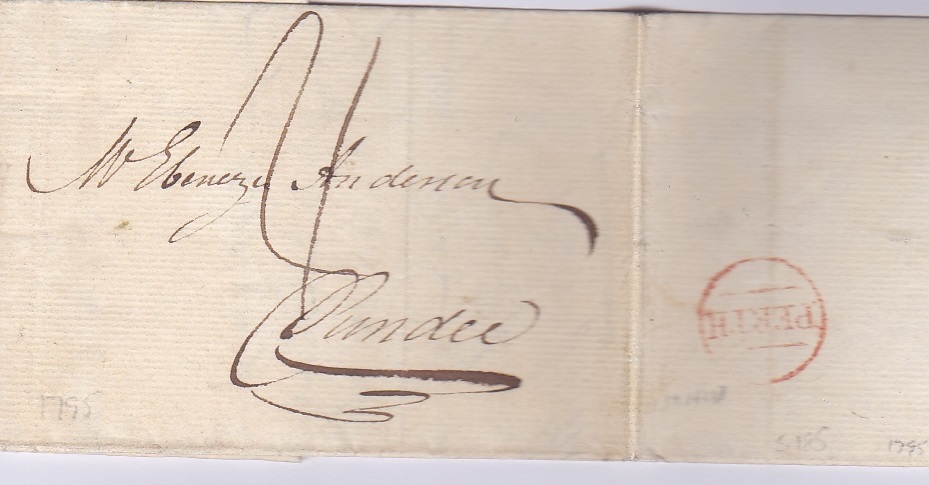 Scotland 1795-EL Perth to Dundee with Perth undated circular in red (S.185)***