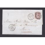 London 1876-Wrapper London-Paris with London District post cancel(16) for Chigwell, Victoria