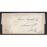 Norfolk - 1827 EL Lynn to Lowestoft (NK253) in Black Rated 'B' XXX (on reverse), M/S 1/8.