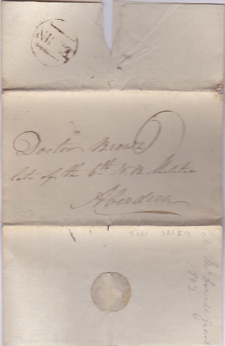 Scotland 1802-EL Wrapper Elgin to Aberdeen to Doctor brown, late of the 6th N.B.Militia with