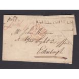 Scotland 1870 EL Gallashields (Boxed in black) to Edinburgh m/s Paid and Paid in red