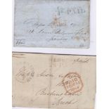 London 1845 - London 1d Paid EL Chief Office/1d Paid in green, WL510; Holborn Bars/2d Paid 1844