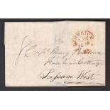 Ireland 1826-EL Limerick (in red) to Capt Henry Browne, Horseland Cottage, Passage-West