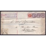 Great Britain 1895 - Envelope Registered 2d (boxed in purple and Oval 'R' No/O Oxford St and