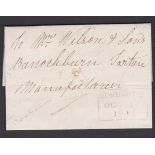 Scotland-1845 EL Dunbarton-Stirling *A 1/10/45 in red, black Stirling 2/10/45 on back, very clean.