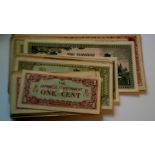Burma 1942-Japanesde occupation WWII 1/2 cent to 10 Rupees - a bundle with small quantities mostly
