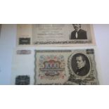 Czechoslovakia 1934-1000 Kr Specimen P26b; 1945 5000 Kr (P75) both AUNC (2)