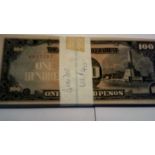 Philippines 1944 Japanese Occupation WWII, 100 Pesos-Pick 112a-uncirculated bundle of 100 notes