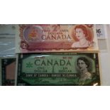 Canada 1967 Dollar-UNC P84; 2 dollars 1954 P76B,VF; 1974 2 -2 dollars P86, 1986 2 dollars P94c, last