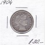 USA 1904-Barber Quarters GVF KM114