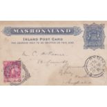 South Africa 1900-(June 25th) Mashonaland B.S.A Penny postcard and Mafekine (SG valued earlier) to