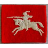 British 8th Corps H.Q Formation Cloth insignia, later copy. White on red
