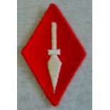 British WWII 1st Corps Cloth insignia patch, white on red