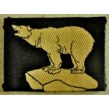 British WWII 49th Infantry Division Cloth Patch insignia, printed variant, white on black