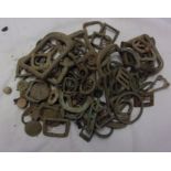 Metal Detector Finds - a small tub full of brass and iron buckles, some used for horse bridles,