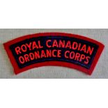 Canadian Royal Canadian Ordnance Corps Cloth Shoulder title, officers type