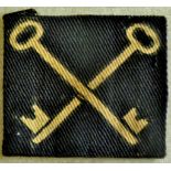 British WWII 2nd Infantry Division cloth printed patch insignia, white on black