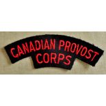 Canadian Provost Corps Cloth Shoulder Title, red on black