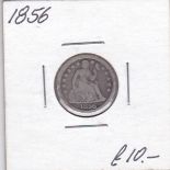 USA 1856 Dime- Liberty Seated, Fine, Large Date KMA63.2