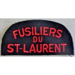 Canadian Fusiliers Du St-Laurent cloth shoulder title patch, a nice example