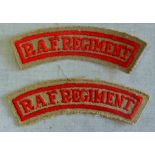 British RAF Regiment Tropical Uniform cloth shoulder titles