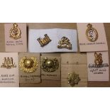 British Army Cap Badges, Royal Marines, Corps of Signals, Medical Corps, 15/19th Hussars etc. (9)