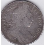 Great Britain 1696-William III Crown, About Fine, ob scratch