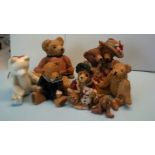 Bears-(9) China teddy Bears, all various sizes good condition