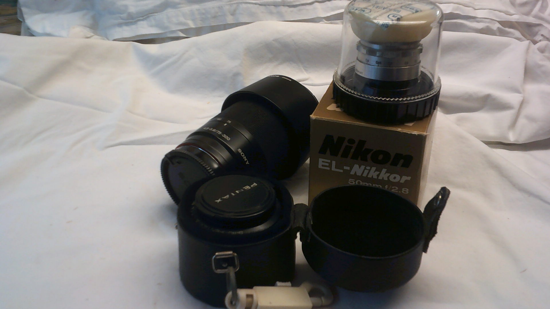 Camera Lenses (3) Nikon EL-Nikkor 50mm F/2.8 in original box (new) pentax-A-in original box case-