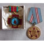 Russian Medal for Liquidator Service at the Chernobyl Nuclear Disaster in box of issue and Soviet 20
