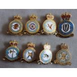 British RAF Squadron Badges (8) including: XI, XV, 100, 202, 217 etc. A nice group.