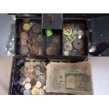 A large old Catharine with mixed British + Foreign coins, dew silver etc