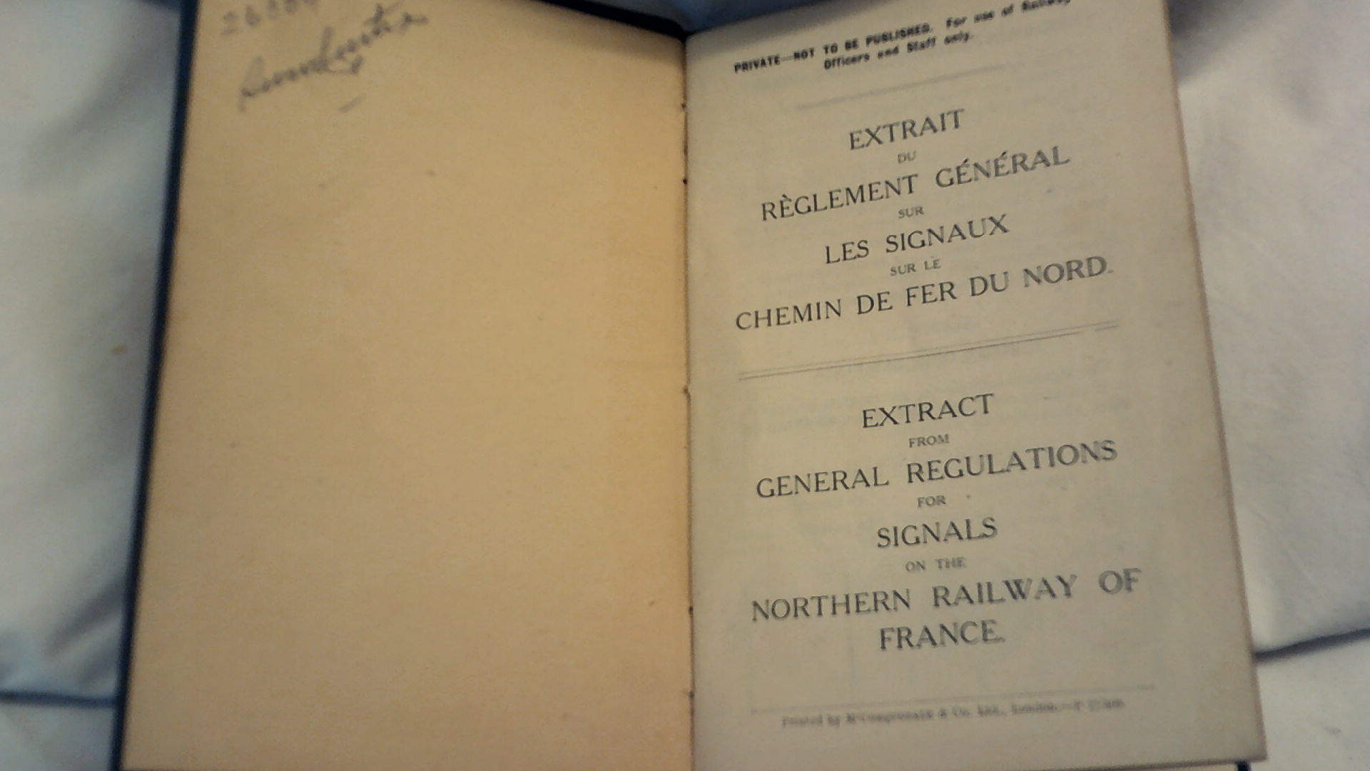 Extract from General Regulations for Signals on the Northern Railway of France 'Extrait Du