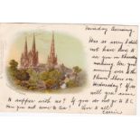 Lichfield Cathedral 1901-Tucks Chromo "View" No.518 used a very attractive card