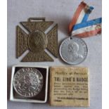 British Military and Commemoration medals and badge (3) including: 1837-97 Queen Victoria Jubilee