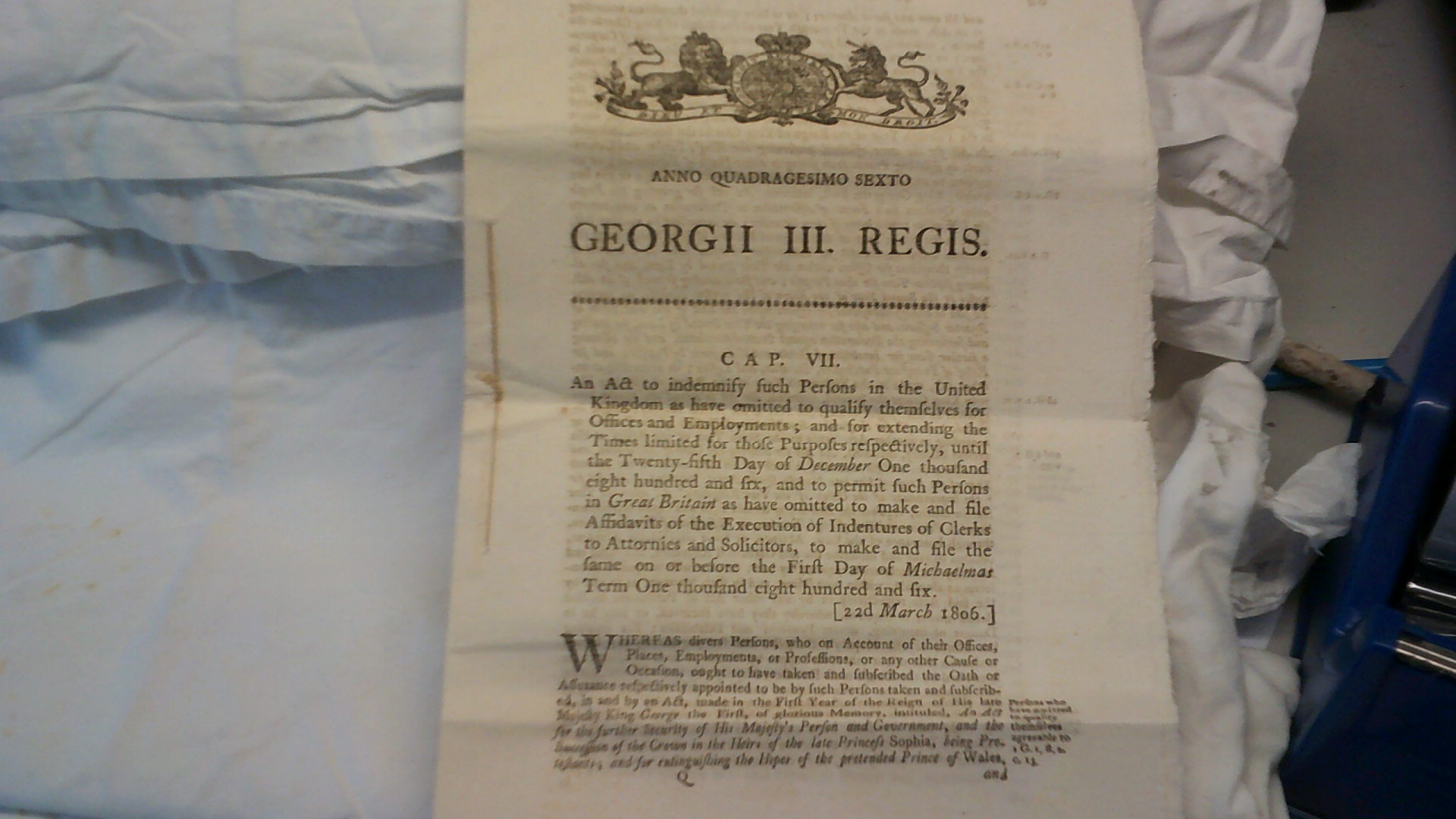 George III Parliamentary Act concerning the Indentures of Clerks and Atornies and Solicitors, 22nd