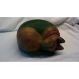 Wooden Cat-A delightful sleeping cat carved out of wood in good condition