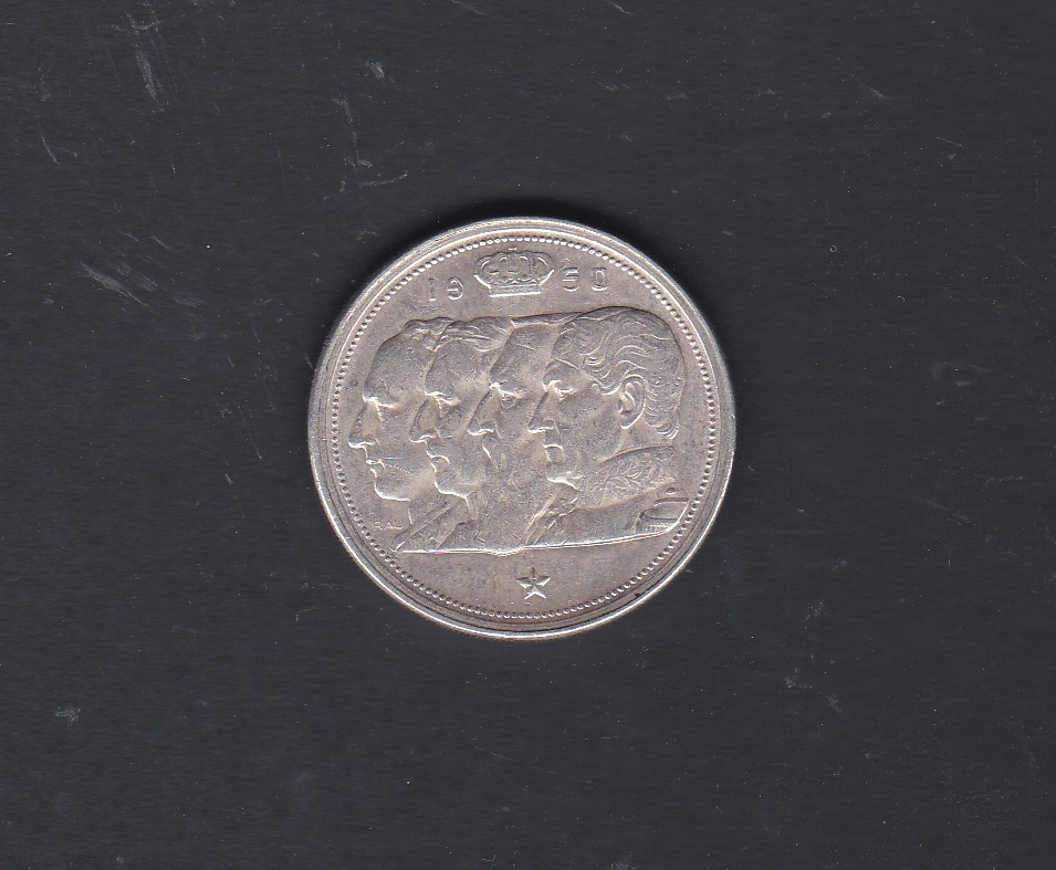 Belgium 1950-100 Francs-Belgique EF/AUNC Silver, KM 138.1